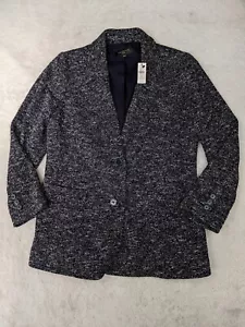 Talbots Damen Petite 12P schwarz gesprenkelter Strickblazer Jacke 1 Knopf Kerbe - Bild 1 von 15