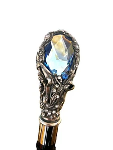 Italian Luxury 925 silver head with multi-color crystals walking cane (36-inch) - Picture 1 of 6