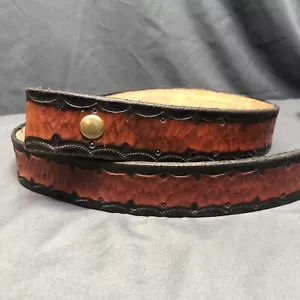 Leather Belt Mens 42 Western Country Cowboy Hand Tooled Embossed USA - Picture 1 of 7