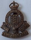 WW1 Royal Army Ordnance Corps Cap Badge KC BRONZE Slider ANTIQUE Original