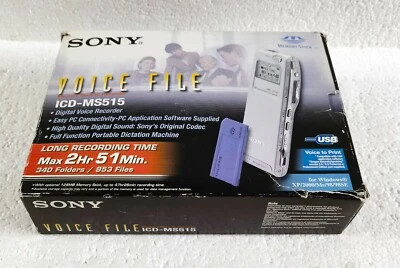 NEW Sony ICD-MS515 VTP Digital Handheld Voice Recorder Sony 16 MB Memory Stick  - Image 1 of 3