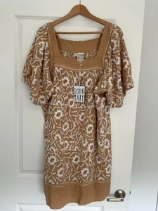 Sister Mary Solana NWT Size XL Tan W/ White Embroidery Cotton Dress - Picture 1 of 6