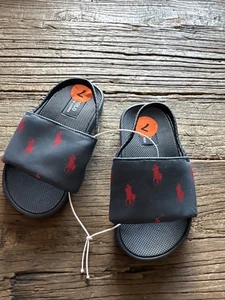 Polo Ralph Lauren Niños Pequeños Gansett Repetición Ponis Slides Sandalia Azul Marino Rojo 7 - Imagen 1 de 4