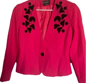 Vintage Patricia Roberts Fuchsia Cropped Blazer 14 Samtbesatz 40" Brustumfang - Bild 1 von 7