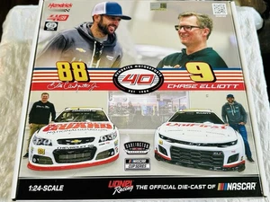 CHASE ELLIOTT & DALE JR SIGNED 2024 DARLINGTON THROWBACK 1/24 NACAR CARS!!!!! - Picture 1 of 6