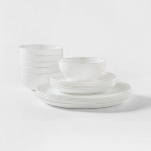 Glass 18pc Dinnerware Set White - Made By Design - Picture 1 of 8