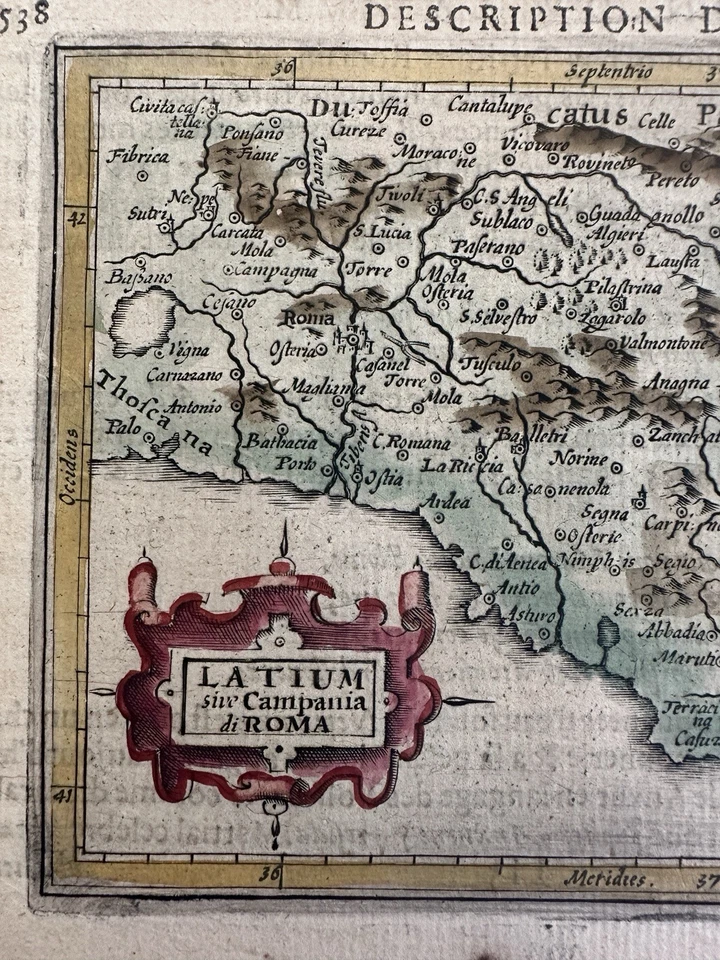 Lacio Italia Italia Roma 1602 Bercio escaso encantador miniatura mapa a color a mano Foto 1 de 4