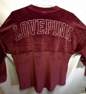 Victoria’s Secret Rosa LOVEPINK Top Sudadera Med. Terciopelo granate borgoña - Imagen 1 de 10