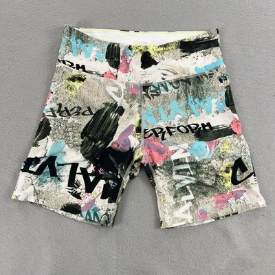 Calvin Klein Performance Shorts Womens Large Graffiti Print Athletic Wicking - Image 1 of 4