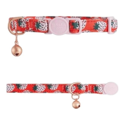 Whisker City Collar Gatito Gato Fácil Liberación Rojo Fresa 6.2-9" con Campana de Tintillón Foto 1 de 4