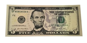 2021 $5 Dollar Bill Repeater Serial Number QF85858558A Crisp Fancy Note UNC - Picture 1 of 4