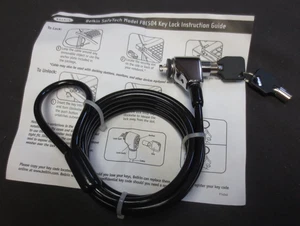 BELKIN SAFETECH MODEL F8E504 COMPUTER KEY LOCK & CABLE - SECURE TO FIXED OBJECT - Picture 1 of 3