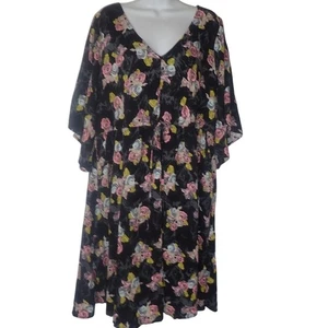 Torrid Disney Bambi Print Dress Women 2X Black Flutter Sleeve New Strappy back - Picture 1 of 8