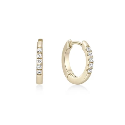 18K Yellow Gold Plated 925 Sterling Silver Hoop Earrings With 0.09 Ct. Diamond - Image 1 of 4