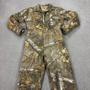 RealTree Coveralls Kids Size 10 34x24 Brown Camo Hunting Canvas Overalls Youth - Picture 1 of 14