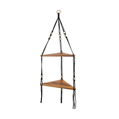 2 Tiers Wood Floating Storage Shelf Organizer Wood Beads Decorative Bookshelf - Image 1 of 4