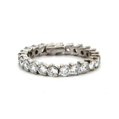 Designer TC 18k White Gold 2.5mm Round Diamond Eternity Size 5.25 Ring - Image 1 of 4
