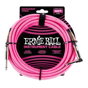 Ernie Ball 10' Braided Guitar Instrument Cable Straight Angle Neon Pink 6078 - Picture 1 of 9