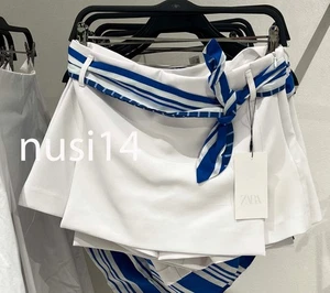 ZARA NUEVO MUJER TIRO MEDIO BUFANDA RAYAS SKORT BLANCO XS-XXL 4661/511/250 - Imagen 1 de 2