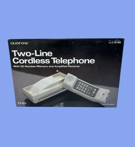 NOS Radioshack Duofone ET-422 Two Line Vintage Cordless Phone 30 Number Memory - Zdjęcie 1 z 9