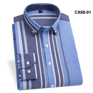 Mens Oxford Shirts Formal Business Long Sleeves Pocket Cotton Casual Dress Shirt - Picture 1 of 25