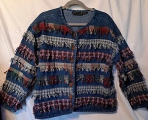 New Direction Jacke Damen Gr. XL Denim 100% Baumwolle Rag Fransen. Brustweite 46 - Bild 1 von 7