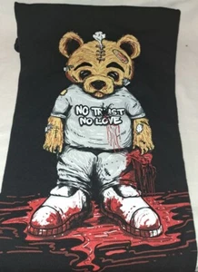 No Trust No Love Graphic Teddy Bear Mens Hip Hop Fashion T-Shirt - Size M - Picture 1 of 7