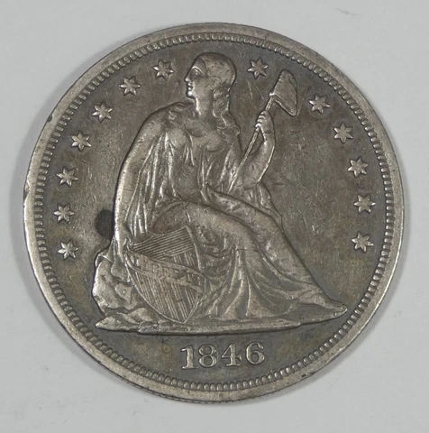 1846 Liberty Seated Dollar EXTRA FINE Silver Dollar Cover