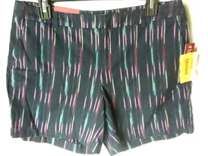Merona Women's 14" length Spring Summer Chino Shorts Navy Gray Stripe Sz 6 New - Picture 1 of 6