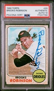 1968 Topps BROOKS ROBINSON Signed Baseball Card PSA/DNA #20 Auto Grade 10