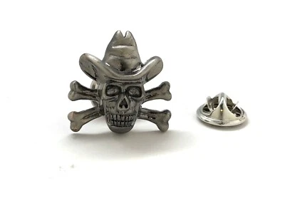 Pin de solapa de bandido de hueso vaquero Western Gun Fighter calavera y huesos acabado Gunmetal Foto 1 de 4