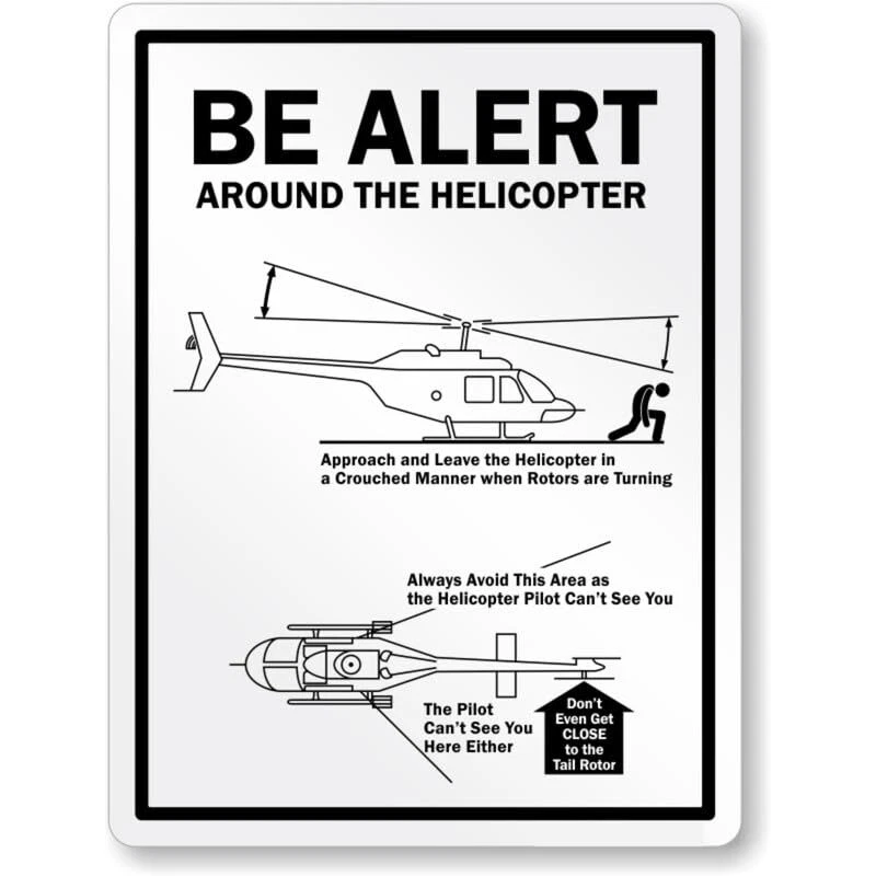 Be Alert Around The Helicopter Aluminum Weatherproof Sign p1133 - Image 1 of 1