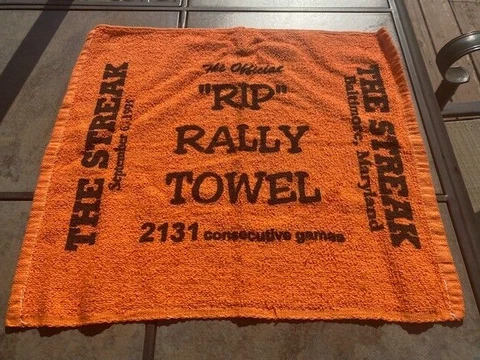 SEPT 1995 CAL RIPKEN JR "RIP RALLY TOWEL" FROM 2131 STREAK - BALTIMORE ORIOLES Cover