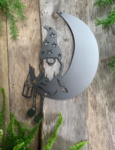GNOME ON MOON COLGANTE DE PARED JARDÍN ESTACA DE ACERO DECORACIÓN CON PICOS REGALO PEQUEÑO - Imagen 1 de 4