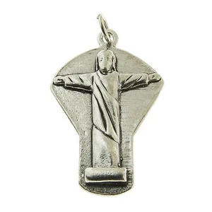 925 Sterling Silver Silhouette Figure of Christ Charm Made in USA - Picture 1 of 2