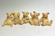 5 Cute Little Piggies Miniature Pig Figurines Statues Comical 3.5cm