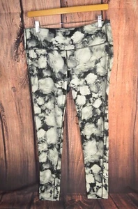 Athleta Womens High Rise Leggings Size L Chaturanga 721708 Black White Floral - Imagen 1 de 5