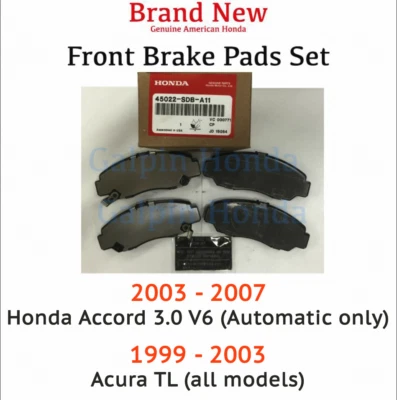 Genuine OEM Honda Accord V6 Auto Front Brake Pad Set 03-07 Brakes Pads TL 99-03 - Image 1 of 4