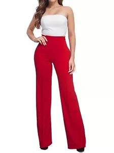 Women high-waisted flared Pants High Waist Stretchy Bootcut Pants Office Casual - Picture 1 of 15