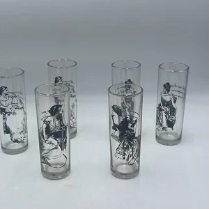 Vintage Gibson Girl Highball Glasses - Set of 6 - Picture 1 of 11