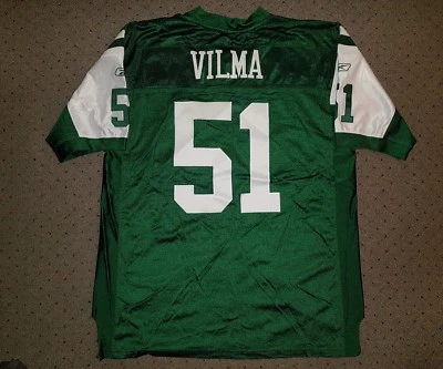 JONATHAN VILMA NY JETS REEBOK AUTHENTIC PRO CUT SEWN ON FIELD NFL JERSEY MENS 54 - Image 1 of 4