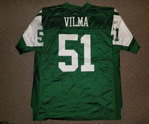 JONATHAN VILMA NY JETS REEBOK AUTHENTIC PRO CUT SEWN ON FIELD NFL JERSEY MENS 54 Cover