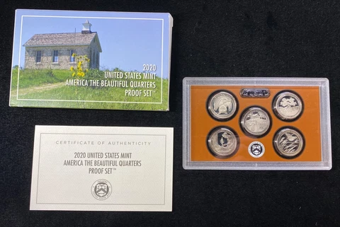 2020 Clad America The Beautiful ATB Quarter Proof Set (5 - 25c) W/ OGP & COA Cover