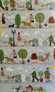 Dog Walkers, box framed, fabric covered Memo/Message/Pin/Notice board