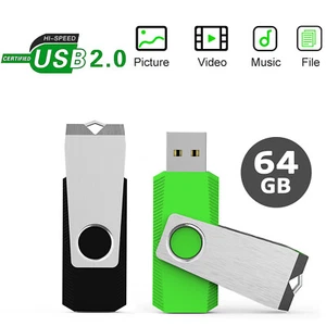 Paquete de 2 unidades flash giratorias de metal USB 2.0 de 64 GB de color mezclado Kootion para PC portátil - Imagen 1 de 11