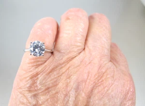 14K White Gold 2ct Round Cubic Zirconia CZ Ring High Profile Setting Size 4.5 - Picture 1 of 6