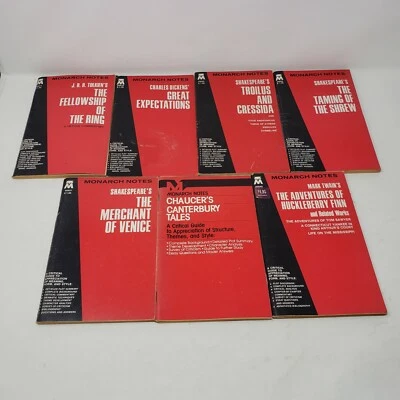 Vintage Lot Of 7 MONARCH NOTES 1960s 1970s SHAKESPEARE Dickens Tolkien Twain - Image 1 of 4