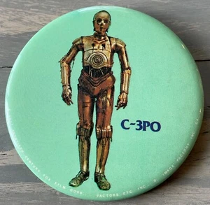 De colección 1977 original star wars c3po c-3po 3" Botón Pinback Pin Insignia FACTORES - Imagen 1 de 2