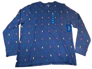 Polo Ralph Lauren Waffle LongSleeve All Over Print Crew Pajama Shirt Navy XL NWT - Picture 1 of 6