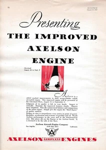 1929 Axelson Aircraft Engine Ad 10/23/2024g - Picture 1 of 1